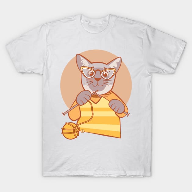 Siamese Cat Knitting T-Shirt by Sue Cervenka